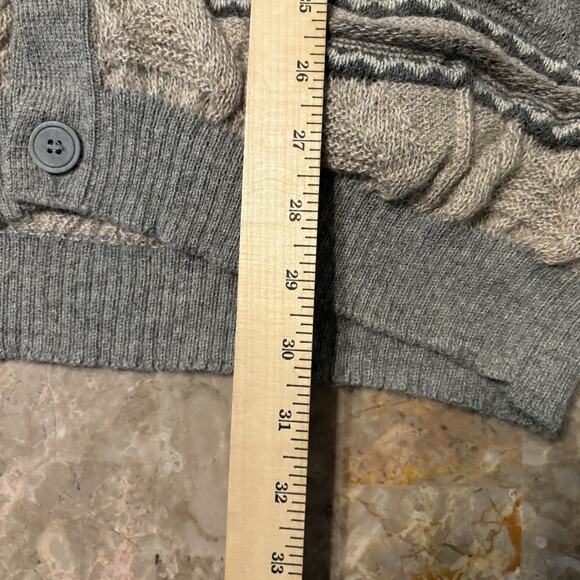 Alpaca 111 Cardigan Mens XL Brown 3D Knit 100% Alpaca Wool Sweater Cable - Picture 9 of 13